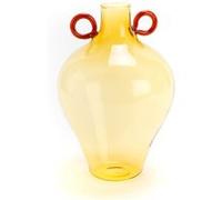 Vase Amphore ambre anse rouge - Amadeus - Jaune - Verre G