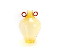 Vase Amphore ambre anse rouge - Amadeus - Jaune - Verre G