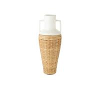Generique Vase amphore Bali avec tissage rotin 100 cm Blanc & naturel