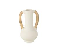 Vase Amphore Déco "Léo" 35cm Blanc & Naturel