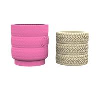 Vase artisanal en silicone robuste en forme de pneu fait à la main avec résine surprise et argile pour décoration de la maison