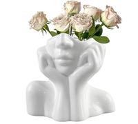 Vase artistique en forme de tête de femme - Vase à fleurs en céramique avec trous de drainage | Pot de centre de table de forme féminine, vase de corps au design moderne, vase décoratif en forme