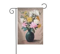 Vase avec fleurs Drapeau de jardin vintage 30 x 45 cm Vertical double face Ferme Vacances Décorations extérieures Drapeau de cour
