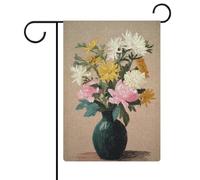 Vase avec fleurs Drapeau de jardin vintage en toile de jute double face 30,5 x 45,7 cm
