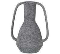Vase avec poignées en céramique Gris foncé Texture Sable 23 x 16 x 31 cm, Base 6,5 cm