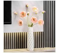 Vase blanc à poser au sol rustique pour décoration d'intérieur, salon, salle à manger, chambre à coucher, bureau, 9 x 13,5 x 45 cm, pièce d'appoint