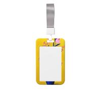 Vase bleu avec marguerites blanches coulissantes porte-badge d'identification en plastique dur étui de protection pour infirmières bureau