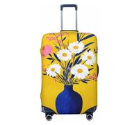 Vase bleu avec marguerites blanches, housse de bagage de voyage élastique, anti-poussière et résistante aux rayures, protection pour valise de 55,9 à 61 cm
