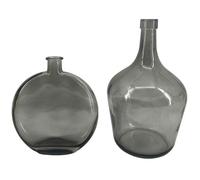 Vase bonbonne en verre - Augustine - Lot de 2 - Gris - 15x15x25,5 cm