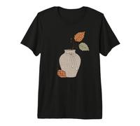 Vase botanique d'automne en Lin Motif léopard T-Shirt Haut de Gamme