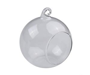 Vase boule en verre conçu pour suspendre ou utiliser sur une table avec ouverture ouverte et fond plat pour terrariums et arrangements décoratifs (10 cm)