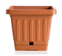 Vase Carré 30 CM Avec Soucoupe Couleur Terre Cuite