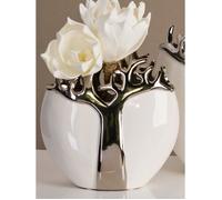 Vase - Casablanca - Arbre - Blanc/Argent - Céramique - Design Contemporain 21 cm
