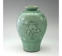 Vase Céladon Corée Grues Chrysanthèmes Fidélité et Loyauté Jarre Vert Goryeo