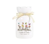 Vase Céramique Personnalisé avec 1 à 5 Noms - Cadeau Fête des Mères 2025, Vase Fleur Personnalisée en Céramique Blanc pour Maman, Mamie, Bonne Fête Maman (Style 2-4 Noms)