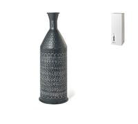 Vase Chennai En Aluminium Décoré Gravé À Texture Couleur Noire 57 Cm
