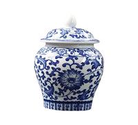 Vase chinois en céramique émaillée avec couvercle Bleu et blanc