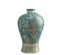 Vase Chinois Jaune Fait Main12.7 in Chinois Vase Jingdezhen Décorative Bouteille De Pruneaux De Rêve (Color : Green)