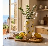 Vase citrons relief en céramique 15 x 27 cm jaune