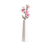 Vase conique conique en forme de triangle de 18 cm de haut, vase à fleurs à col étroit, centre de table, étagère moderne, décoration d'intérieur pour mariage, bureau (blanc)