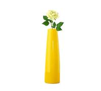 Vase conique en céramique jaune de 16 cm pour la maison, la table de mariage, la chambre à coucher, le salon, le bureau (fleurs non incluses)