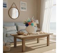 Vase Coquillage en Céramique Blanche, Finition Effet Sable, 19x17x8 cm, Style Bord de Mer