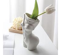 Vase corps en forme de femme, vase en céramique blanche unique, vase de corps féminin, vase moderne incurvé pour décoration d'intérieur, décoration de table, 18,5 x 10 x 9 cm