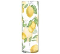 Vase cylindrique décoratif pour table, aquarelle, citron, fruits, feuilles, grands vases pour fleurs, décoration d'intérieur unique, esthétique, 30 x 9,9 cm