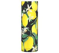 Vase cylindrique pour fleurs - Jaune vif - Citrons noirs - 30 x 10 cm - Fleur transparente