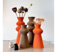 Vase d'art ondulé multicolore, vase pour fleurs séchées, convient pour la décoration de la maison, du salon, de l'entrée, du bureau. Meilleur cadeau pour les fêtes Noir S,Blanc cassé S,Blanc cassé S+M