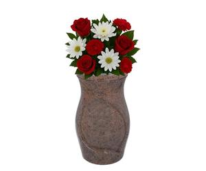Vase de cimetière marron durable - Support de fleur personnalisé résistant aux intempéries avec plaque en option (plaque NO)