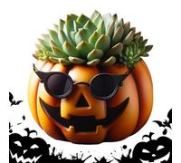 Vase de d'halloween - Pot de Fleurs en résine de 15,2 cm avec Visage d'automne, Affichage saisonnier Effrayant pour et Herbes | Vase décoratif d'intérieur