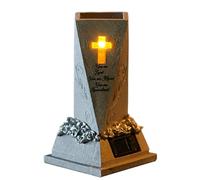 Vase De Fleurs Grave Du Cimetière - Vase À Fleurs En Résine Solaire Avec Lumière LED, Impartiale Blanche Antique, Résistante Aux Intempéries | Ornement Du Cimetière Extérieur, Commémoratif De Jardin,