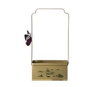 Vase de fleurs rectangulaire en fer avec papillon - Moderne - Décoration - Pot de fleurs - Cadeau d'anniversaire - Plante d'intérieur