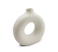 Vase de Fleurs Rond Creux avec Particules givrées Beige Minimaliste Vase Artisanal Arrangement de Fleurs pour la décoration de la Maison, mobilier de Bureau, Salon, Vases d'art