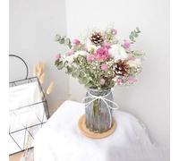 Vase De Fleurs Séchées Naturelles Bouquet De Boules Dorées Gypsophile
