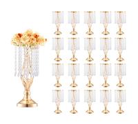 VEVOR Vase de mariage, lot de 20, supports de fleurs de mariage en cristal de 43 cm de haut, vase or en métal pour centre de table pour dîner de mariage, cérémonie, anniversaire, événement, décoration