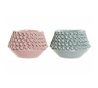 Vase de Marque DKD Home Decor Rose Turquoise Grès Méditerranéen (2 pièces) (20 x 20 x 13 cm) (Référence : S3020526)