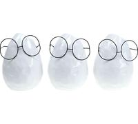 Vase de Pâques avec lunettes, Vase de fleurs en céramique blanc, Décoration de Pâques amusante, Set de 3 Ø8,5cm H13cm