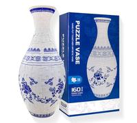 Vase de puzzle 3D en porcelaine bleue et blanche, composé de 160 pièces de puzzles en plastique incurvés, décoration de la maison et cadeau de pendaison de crémaillère