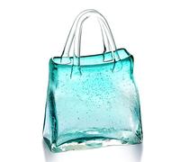 Vase de Sac à Main en Verre soufflé à la Main de 30,5 cm avec Bulles et poignée - Vase à Fleurs Moderne pour centres de Table, décoration