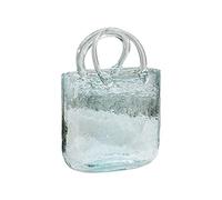 Vase de Sac en Verre, Vase de Sac à Main Transparent avec Bol à Poisson, Panier à Main Transparent, Arrangement Floral de Salon, Sac Créatif pour Aquarium (Bleu)