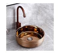Vase De Salle De Bain Moderne Brossé Comptoir en Or Rosé Lavabo en Céramique Vasque Bol évier Lavabo Rond De Petite Taille