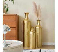 Vase de sol doré grand -83/65/50cm de haut vase de sol en métal vases de sol rétro branche de Pampa vases décoratifs hauts plancher