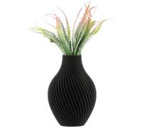Vase décoratif à impression 3D - Bouteille pour fleurs artificielles - Vase à fleurs séchées pour herbe de la pampa - Hauteur : 20 cm - Noir
