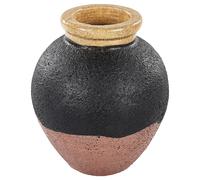 Vase Décoratif Artisanal avec Effet Vieilli en Terre Cuite Noir et Rose Daulis