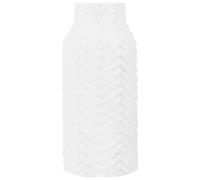 Vase Décoratif de Forme Cylindrique Bouteille fabriqué en Grès Blanc Motif à Chevron 32 cm de Hauteur au Style Glamour Beliani