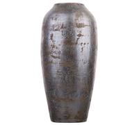 Vase Décoratif de Forme Cylindrique fabriqué en Terre Cuite Peint en Couleur Grise Foncé 48 cm de Hauteur au Style Antique Beliani