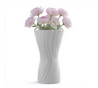 Vase décoratif design ondulé, vase sculptural avec texture à vagues, pots pour fleurs fraîches/sèches, idéal pour fleurs, décoration de maison et de bureau, objets/meubles (blanc)