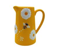 Vase décoratif en céramique avec Abeilles et magérites - avec poignée en Forme de théière - Jaune - 11 x 8 x 14 cm
